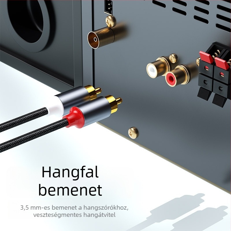 Jiawan RC1 RCA audio-kábel, aranyozott rézmaggal, csupasz rézvezetővel, 3,5 mm-es RCA sztereó csatlakozó