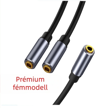 3,5 mm-es női–női audio osztó kábel, 1–2 női adapter, aranyozott réz mag
