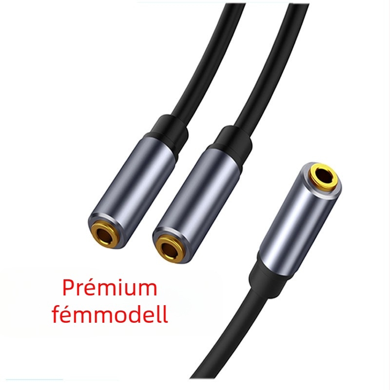 3,5 mm-es női–női audio osztó kábel, 1–2 női adapter, aranyozott réz mag