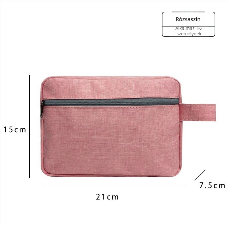 Vízálló utazási sminktáska, kocka alakú, kationos anyag, modell 13551A, zárási funkció