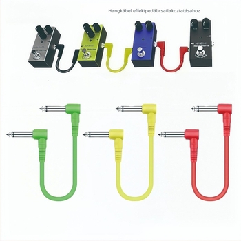 Gitárhoz tervezett hangszeres kábel, 90°-os csatlakozóval, tiszta réz mag, oxigénmentes réz vezető, nikkelezett csatlakozók, modell 07-01