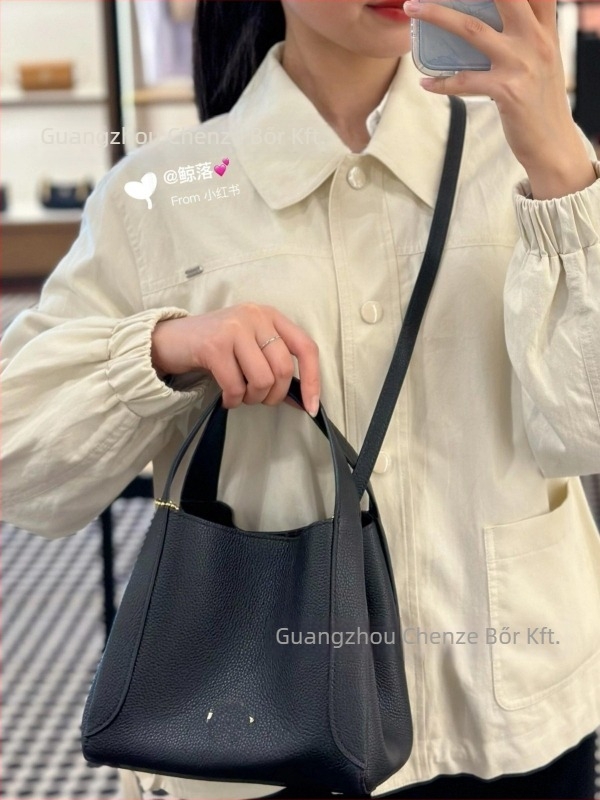 Aq Hadley Bucket Bag valódi bőrből, vödör alakú, városi egyszerű stílus, poliészter bélés, kampóval nyitás