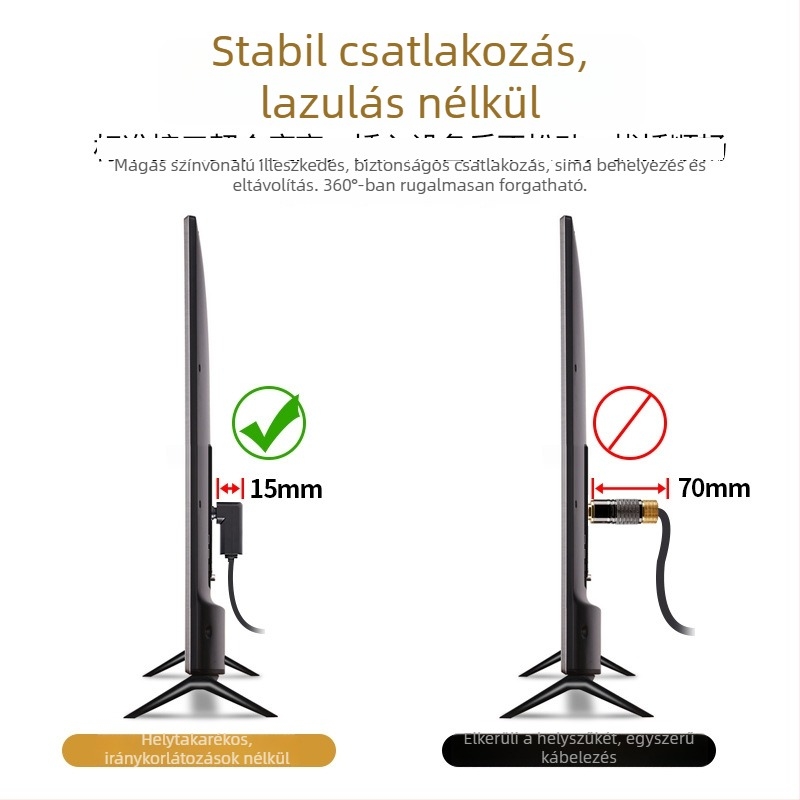 90°-os ívű optikai audió kábel, 5.1-csatornás SPDIF digitális hang, 360°-os forgó csatlakozó