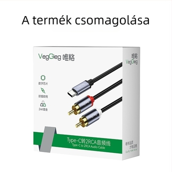Weige Type-C kettős RCA audio-kábel, aranyozott vezetők, csupasz rézmag