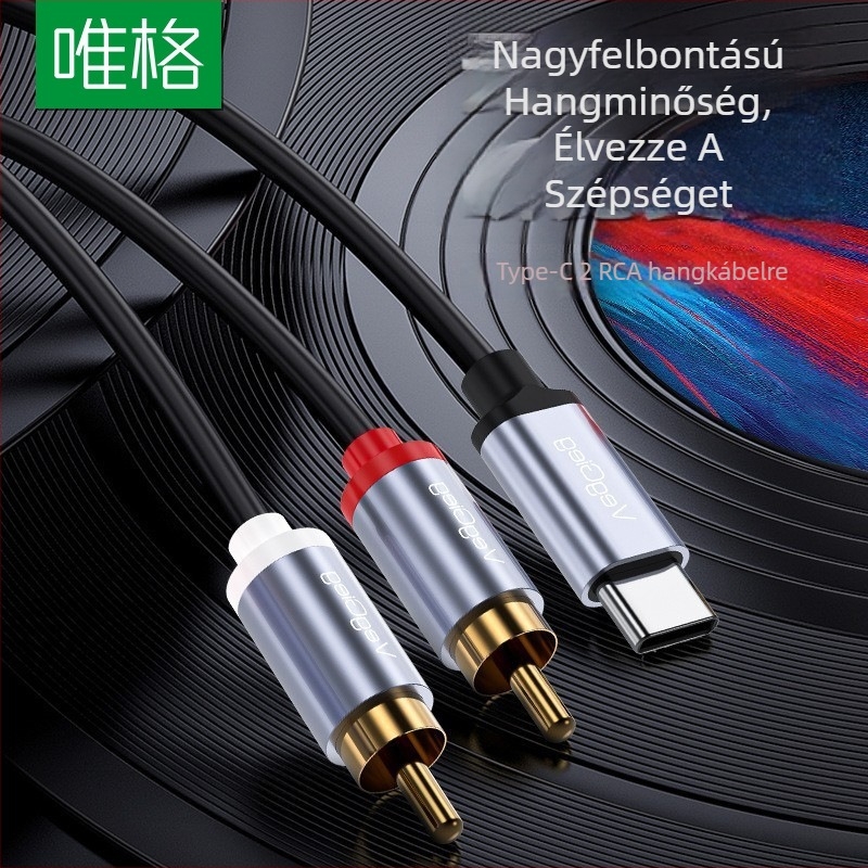 Weige Type-C kettős RCA audio-kábel, aranyozott vezetők, csupasz rézmag