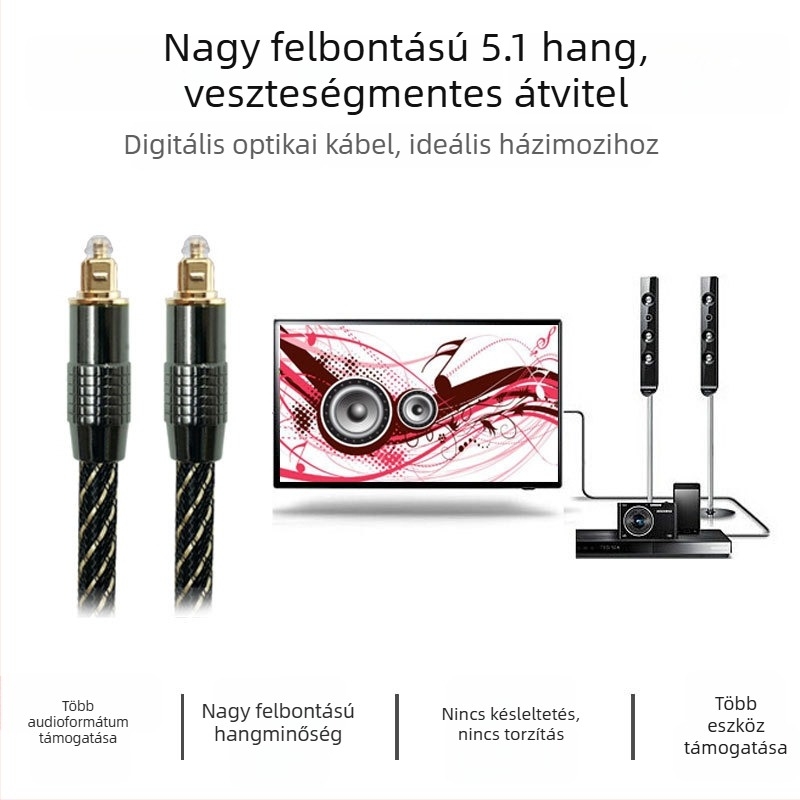 Sheng Kaixing SKX-5838 Digitális optikai audio kábel négyszögletes csatlakozókkal erősítőhöz és TV-hez, hossz 1-20 m