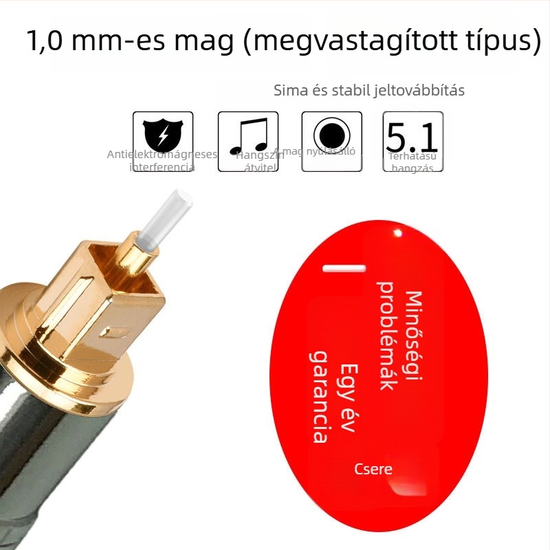 Sheng Kaixing SKX-5838 Digitális optikai audio kábel négyszögletes csatlakozókkal erősítőhöz és TV-hez, hossz 1-20 m