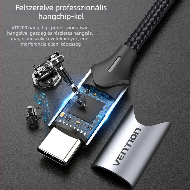 Weixun BGPHY Type-C kettős 3,5 mm női audió-kábel, ónnal bevont rézvezető, ötvözet ház