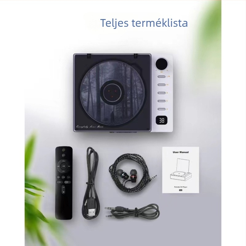 Hordozható CD lejátszó, lemezbetöltéses kialakítás, RCA kimenet, kijelző, modell cd201