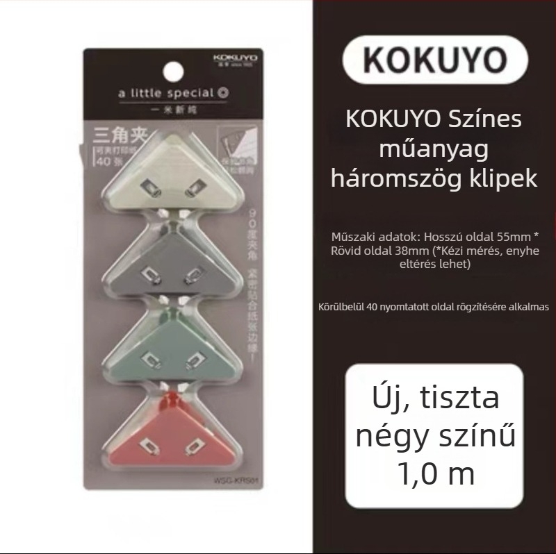 National reputation Él- és sarokmappa csipesz – háromszög alakú dokumentumklipsz – műanyag
