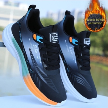 Férfi téli cipő fleece-béléssel, felsőrész szintetikus bőr, EVA talp, vastagított kialakítás, fűzős, kerek orr