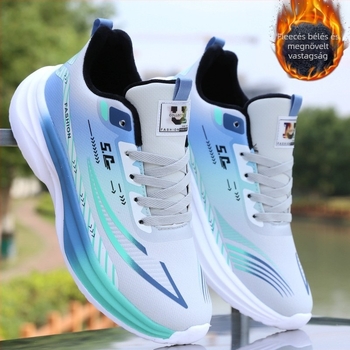 Férfi téli cipő fleece-béléssel, felsőrész szintetikus bőr, EVA talp, vastagított kialakítás, fűzős, kerek orr