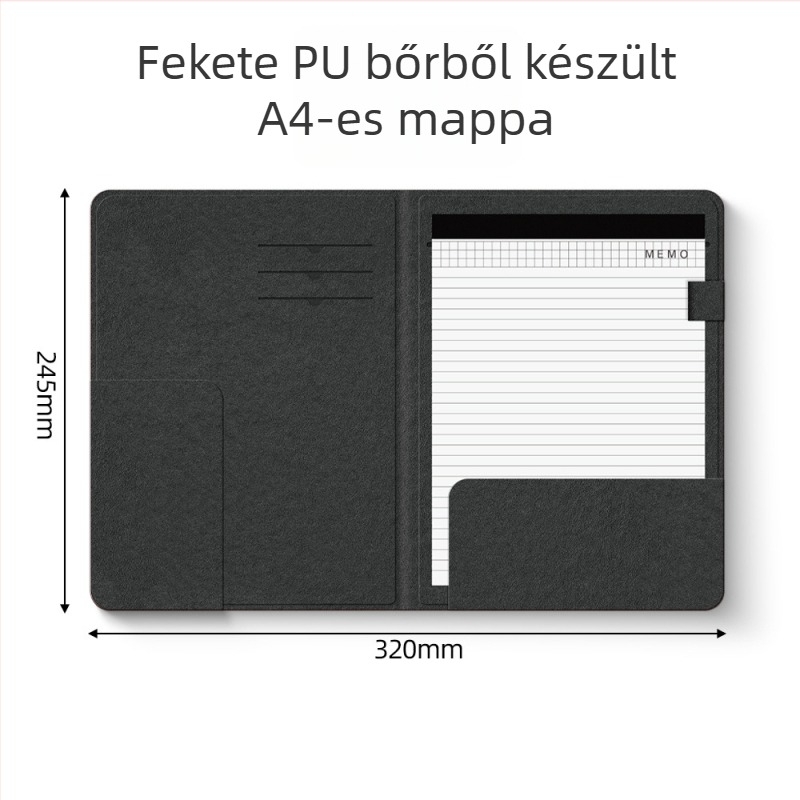 PU bőr A4 mappa, többfunkciós, logó nyomtatással és testreszabással