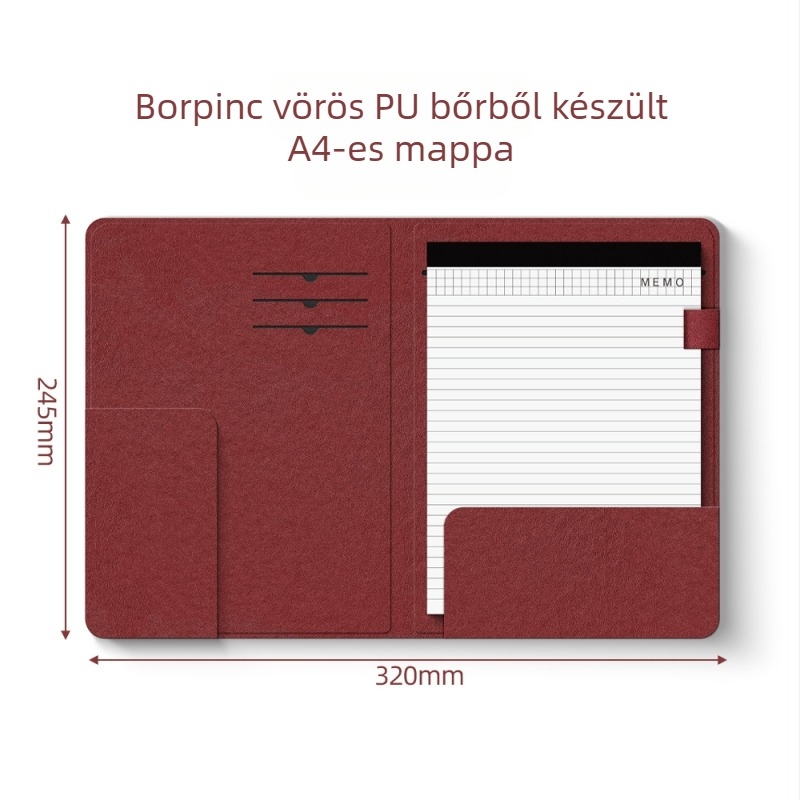 PU bőr A4 mappa, többfunkciós, logó nyomtatással és testreszabással