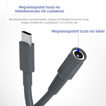 Type-C a DC5521 női PD power extension kábel, nagy teljesítmény, 0,5–30 m