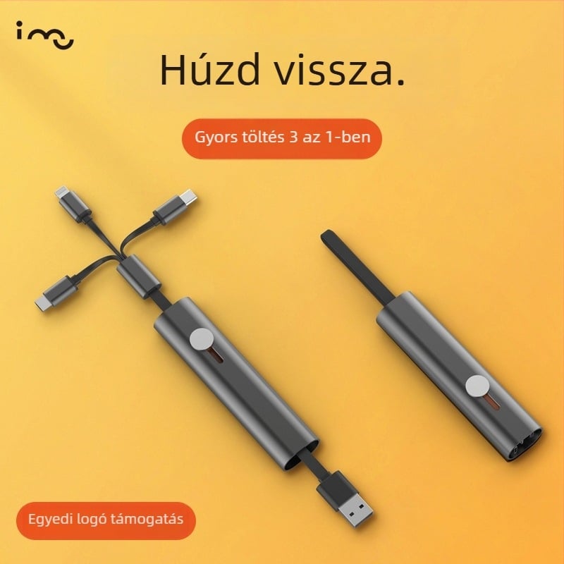 Fém három az egyben adatkábel gyors töltéssel Apple, Huawei és Android készülékekhez