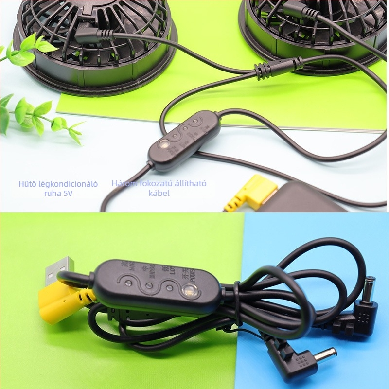 D02 Légkondicionáló ruházathoz sebességszabályozó kábel, 1-2 osztó, 5V DC központi vezérlővonal, hossz 1,12 m