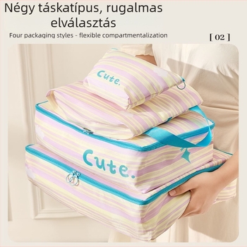 Utazási rendszerező táska rétegzett rekeszekkel, vízálló poliészterből, kézitáska-stílusú, fehérnemű és kozmetikumok számára
