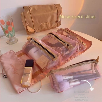 Roll-up sminktáska, elválasztó rekeszekkel, nagy kapacitású, hordozható nejlon kivitelben