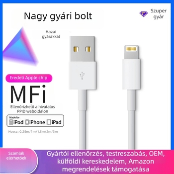 MFi-s tanúsítványú Apple Lightning kábel — gyors töltés, max. 2,4A, TPE anyag