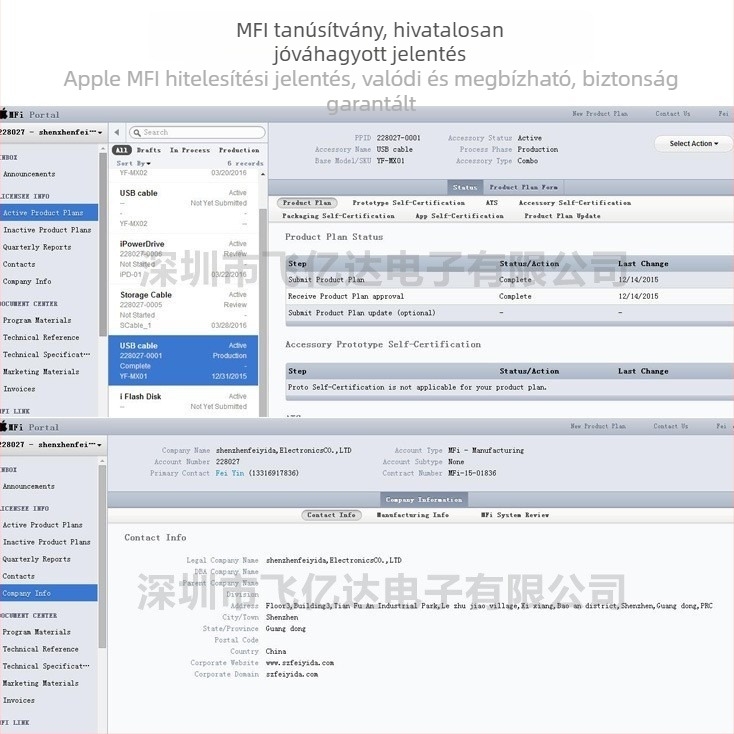 MFi-s tanúsítványú Apple Lightning kábel — gyors töltés, max. 2,4A, TPE anyag