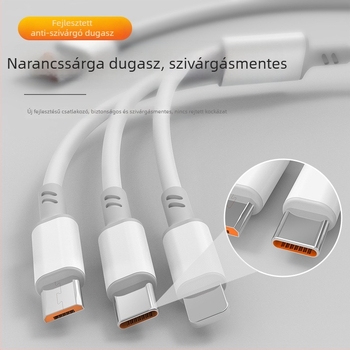 1-az-4 elosztóval több interfész adatátviteli és gyors töltő kábel – Lightning, Micro USB, Type-C, 66W, TPE