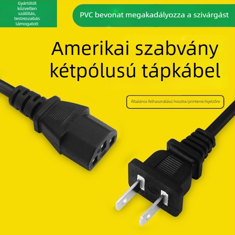 Kétvezetékes tápkábel, USA szabvány lapos dugó, OEM Xintai Wire
