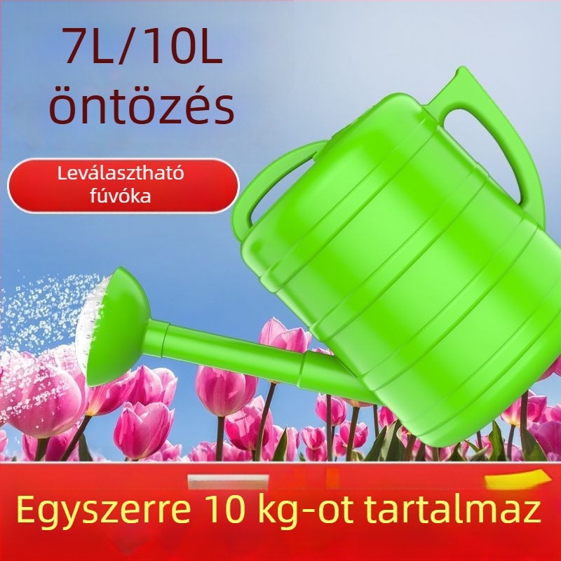 Erősített ütésálló testű öntöző kanna, nagy kapacitású, hordozható és többfunkciós zöldségek és virágok öntözésére