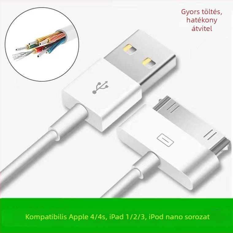 Apple 30‑pin töltőkábel iPad 1–3 generációhoz és iPhone 4/4S‑hez