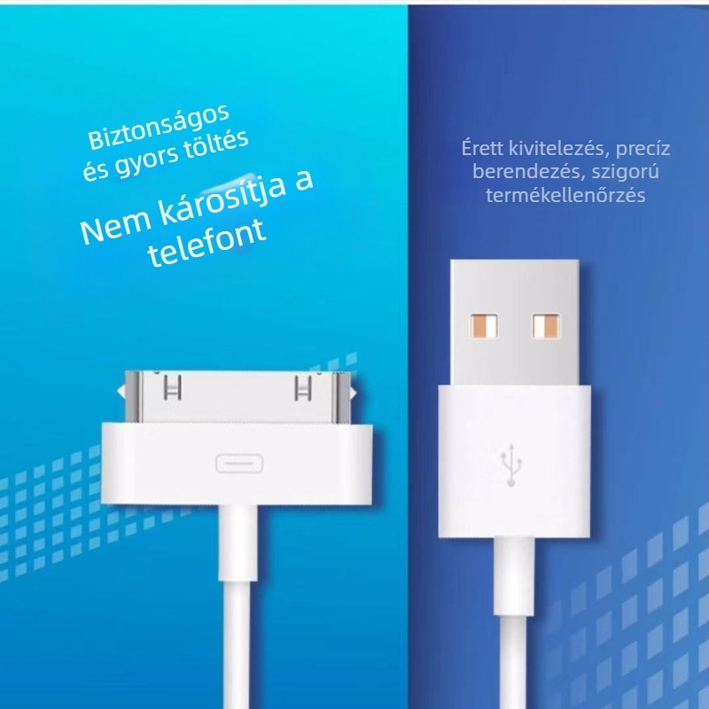 Apple 30‑pin töltőkábel iPad 1–3 generációhoz és iPhone 4/4S‑hez