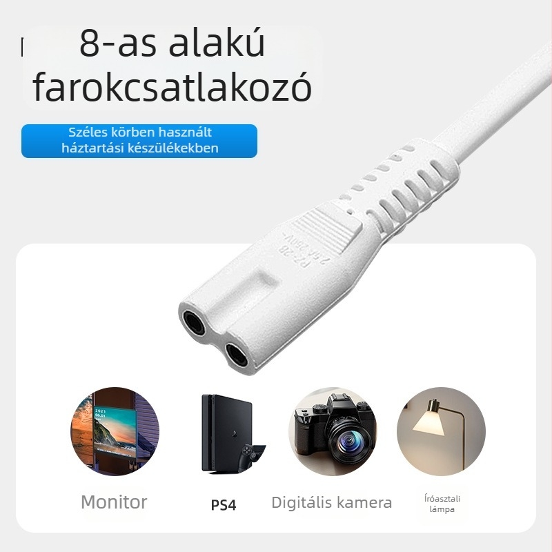 Panzheng márkájú német szabványú kettős körös tápkábel, 8-as alakú kábel, monitorokhoz és digitális kamerákhoz