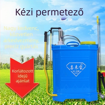 Növényvédő permetező, műanyagból készült kézi permetező, vízcsővel, mezőgazdasági felhasználásra, gyümölcsfákhoz