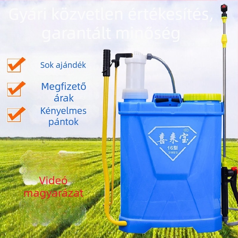 Növényvédő permetező, műanyagból készült kézi permetező, vízcsővel, mezőgazdasági felhasználásra, gyümölcsfákhoz