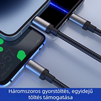 Okos digitális kijelzős töltőkábel, 1–3, 3 az 1-ben, három csatlakozóval: Lightning, Micro USB és USB-C; kompatibil Huawei, Apple, Vivo, Honor készülékekkel; 120W gyors töltés.
