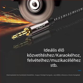 YHT AC08 3,5 mm-es férfi–női audio hosszabbító kábel, aranyozott érintkezők, tinned réz mag, fonott szövésű burkolat, TPE külső, ROHS-kompatibilis