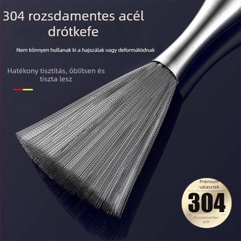 Hosszú nyelű fazékecset 304 rozsdamentes acélból, acélgolyós tisztítófej a konyhai tisztításhoz