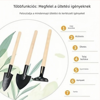 Qiling Rozsdamentes acélból készült háromrészes kerti lapátkészlet ültetéshez és növénygondozáshoz