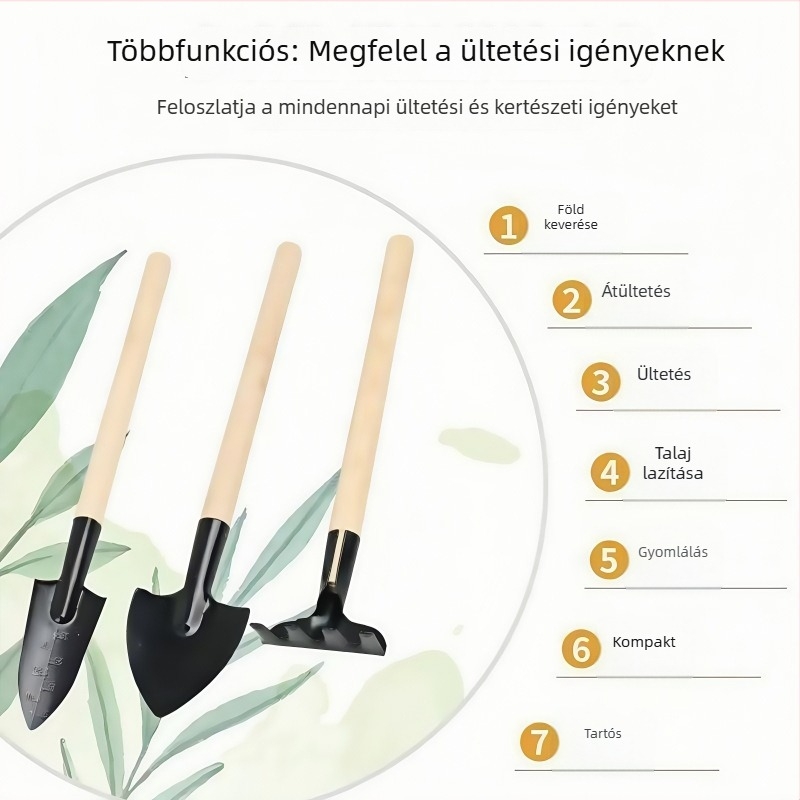 Qiling Rozsdamentes acélból készült háromrészes kerti lapátkészlet ültetéshez és növénygondozáshoz