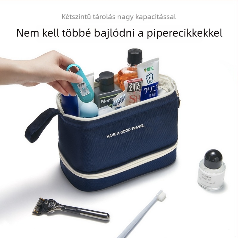 TRAVEL RABBIT Kozmetikai táska – nedves/száraz elkülönítés, vízálló és szennyeződés elleni, kocka alakú, Oxford anyag, modell Rab-010