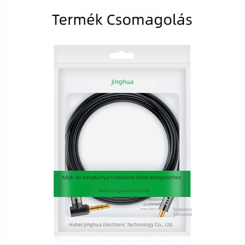 Ívelt 3,5 mm-es audiókábel 3,5 mm-hez, aranyozott vezető, oxigénmentes réz, rézmag, ISO 9001