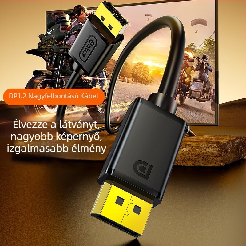 DisplayPort 1.2 kiváló minőségű kábel PC-hez, adapterrel, oxigénmentes réz