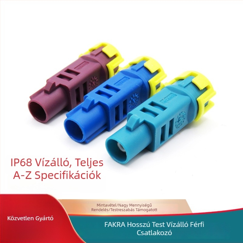 Fakra IP68 vízálló férfi Z-típusú RF kamera csatlakozó RG174/ RG58/ RG316 koaxiális kábelekhez, 1 tűs