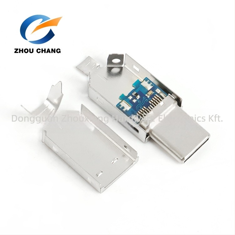 ZC USB Type-C 3.1 Férfi csatlakozó, Forrasztott vezeték
