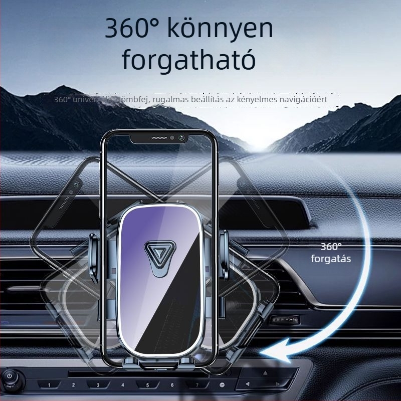 Universális autótelefon-tartó, snap-on illesztés a légcsatornába, rezgésmentes navigációhoz
