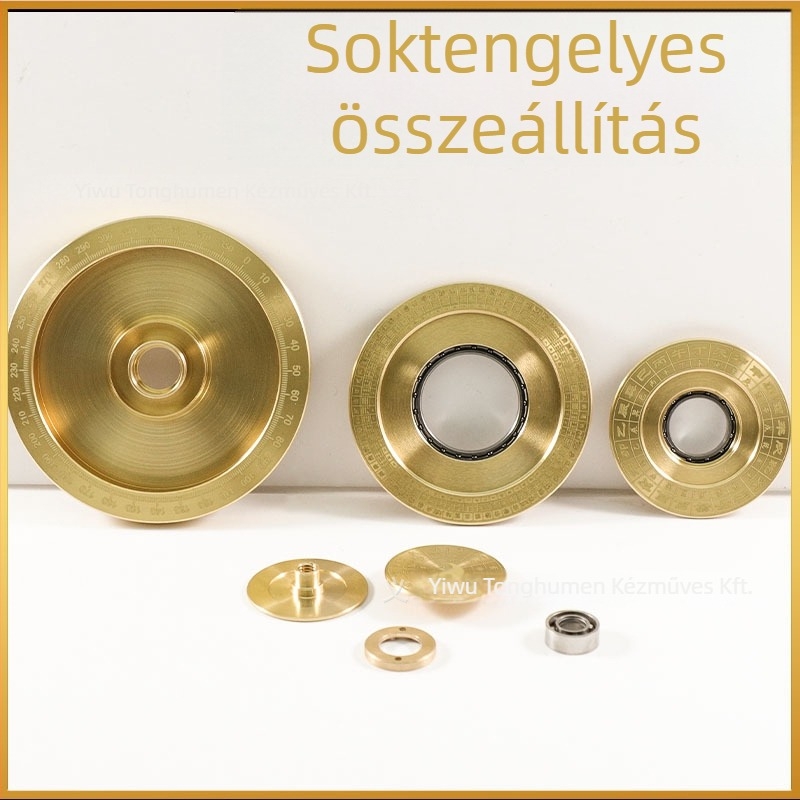 Sárgaréz iránytű asztali dísz – több rétegű motívum nyolc trigrammal, stresszoldó fogó a spinnerhez