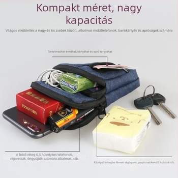 Ming Yu Mobiltelefon Övtáska – Vertikális Négyzetes Design, Oxford Anyag, Cipzár, Uniszex