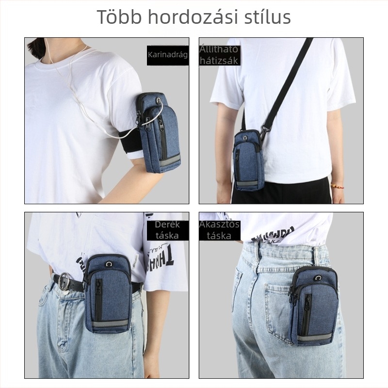 Ming Yu Mobiltelefon Övtáska – Vertikális Négyzetes Design, Oxford Anyag, Cipzár, Uniszex
