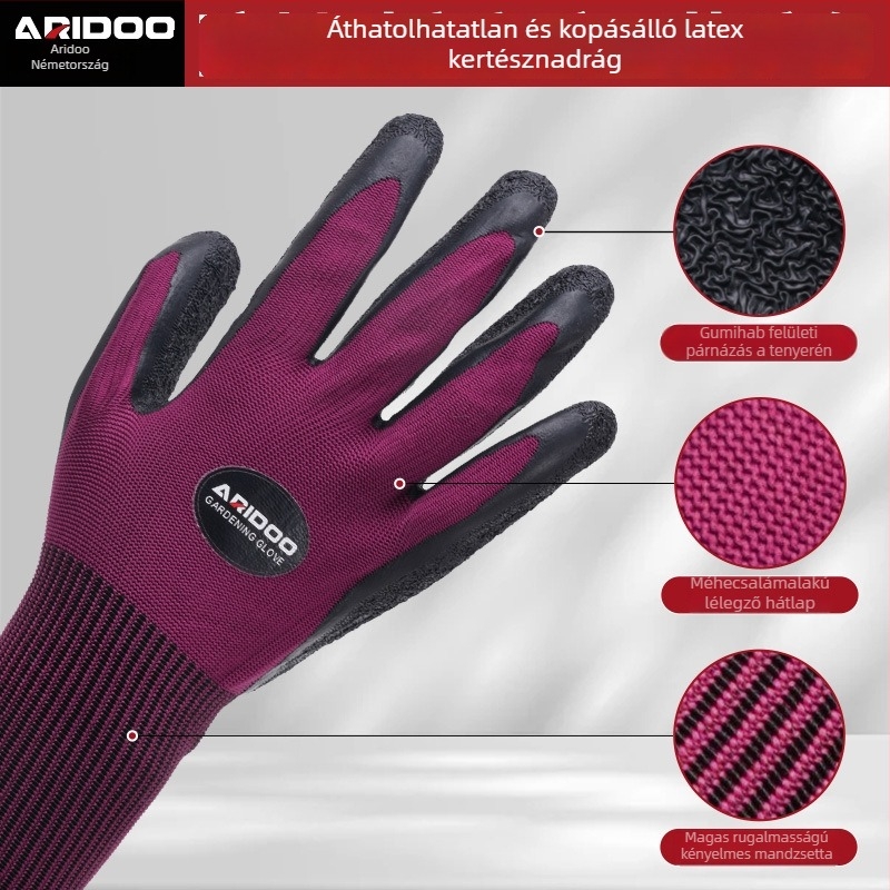Airidun kertészeti kesztyűk, szúrásálló és vízálló, gumírozott kesztyűk metszéshez kertészeknek
