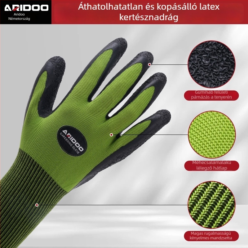 Airidun kertészeti kesztyűk, szúrásálló és vízálló, gumírozott kesztyűk metszéshez kertészeknek