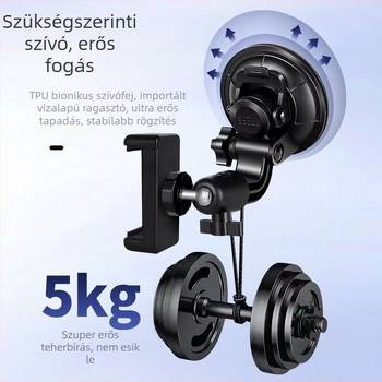 Autótelefon-tartó szívófejes, univerzális, szélvédőre szerelhető, navigációhoz és videófelvételhez